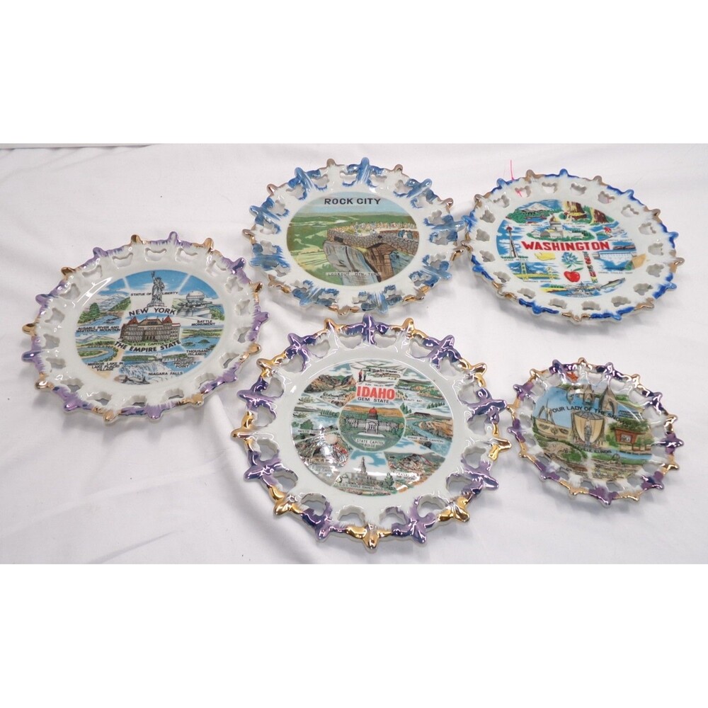 Lot of 5 Vintage Souvenir State Plates